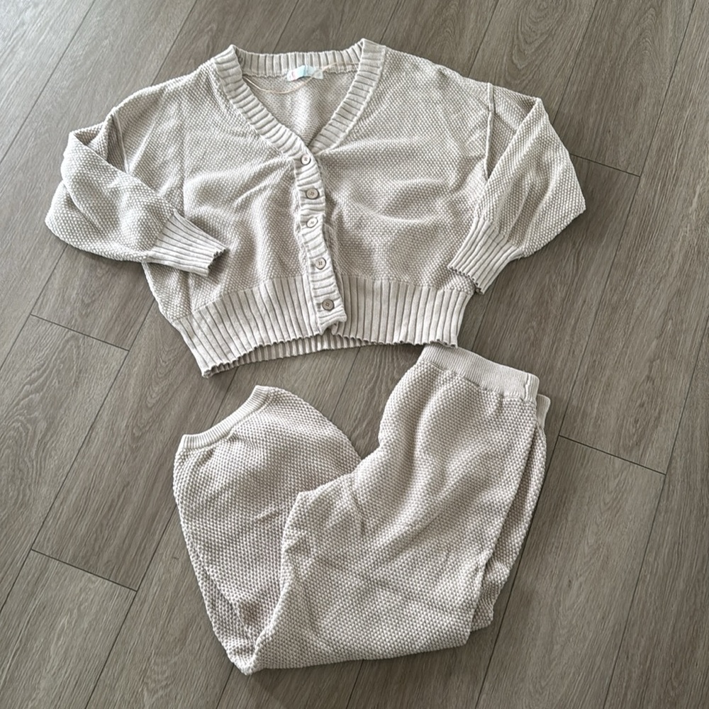 Free People Beach Hailee Cardigan sweater set size Large Peyote color - Picture 5 of 9